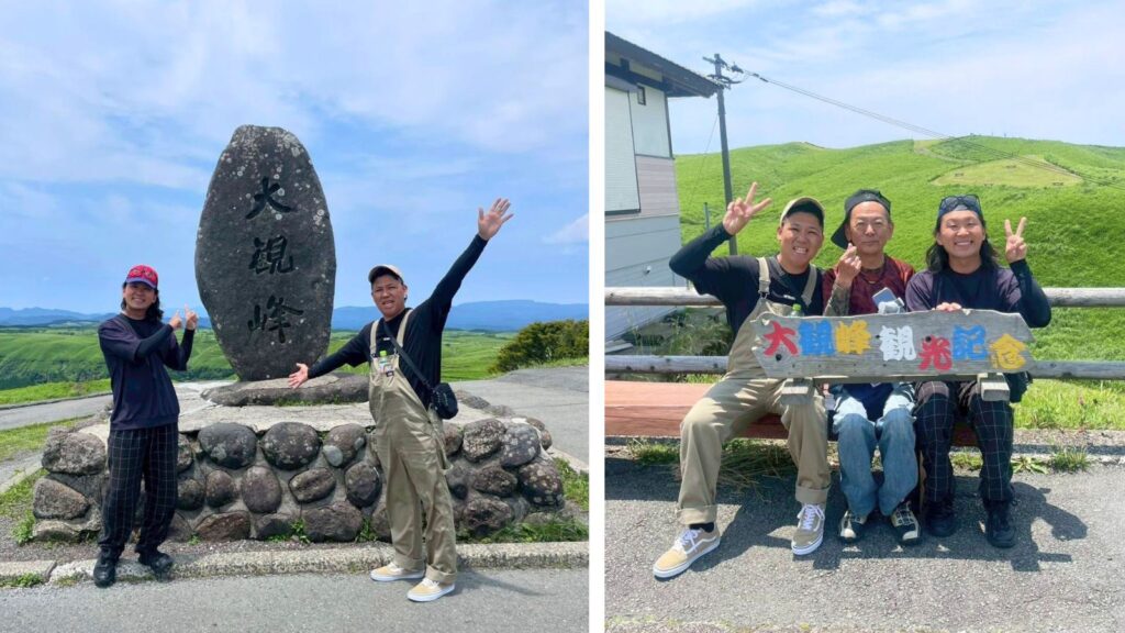 【大観峰の絶景をバックにハイテンション】