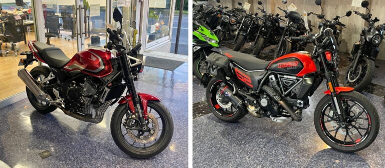 新たに導入したホンダ CB400 スーパーフォアとドゥカティ スクランブラーフルスロットル